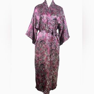 California Dynasty Paisley Satin Kimono Robe | S